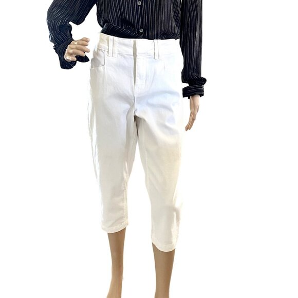 M Jeans by Maurices White Crop Jeans for Women Sz 14 Mid-Rise Pants - Picture 1 of 11